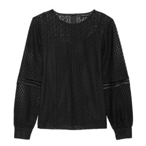 Banana Republic Tops - NWOT Banana Republic Black Lace Lantern Sleeve M